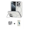 MARSİLYAN™- iPhone 16 Pro Max Kılıf Çekirdek Klasik - Şeffaf Pasifik Cam Ekran Koruyucu + Pers Alüminyum Kamera Lens - GI