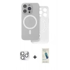 MARSİLYAN™- iPhone 16 Pro Max Kılıf Çekirdek Klasik - Şeffaf Pasifik Cam Ekran Koruyucu + Gümüş Pers Alüminyum Kamera Lens