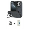 MARSİLYAN™- iPhone 16 Pro Max Kılıf Çekirdek Klasik - Şeffaf Pasifik Cam Ekran Koruyucu + PVD Metal Kamera Lens - GS