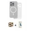 MARSİLYAN™- iPhone 16 Pro Max Kılıf Çekirdek Klasik - Şeffaf Pasifik Cam Ekran Koruyucu + Pers Alüminyum Kamera Lens - CLTM