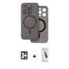 MARSİLYAN™- iPhone 16 Pro Max Kılıf Çekirdek Klasik - Şeffaf Pasifik Cam Ekran Koruyucu + PVD Metal Kamera Lens - GS