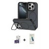 MARSİLYAN™- iPhone 16 Pro Max Kılıf Çekirdek Klasik - Şeffaf Pasifik Cam Ekran Koruyucu + Bilvis Titan Kamera Lens - TMGI