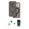 MARSİLYAN™- iPhone 16 Pro Max Kılıf Çekirdek Klasik - Siyah 360 Mat Full Body Arka Koruyucu + Raze Metal Kamera Lens - BZ