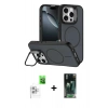MARSİLYAN™- iPhone 16 Pro Max Kılıf Çekirdek Klasik - Siyah 360 Mat Full Body Arka Koruyucu + Raze Metal Kamera Lens - BZ