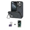 MARSİLYAN™- iPhone 16 Pro Max Kılıf Çekirdek Klasik - Siyah 360 Mat Full Body Arka Koruyucu + Bilvis Titan Kamera Lens - TMGI