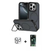 MARSİLYAN™- iPhone 16 Pro Max Kılıf Çekirdek Klasik - Siyah 360 Mat Full Body Arka Koruyucu + Pers Alüminyum Kamera Lens - GS