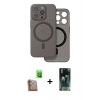MARSİLYAN™- iPhone 16 Pro Max Kılıf Çekirdek Klasik - Siyah 360 Mat Full Body Arka Koruyucu + Raze Metal Kamera Lens - CLTM