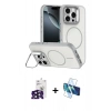 MARSİLYAN™- iPhone 16 Pro Max Kılıf Çekirdek Klasik - Siyah 3D Antistatik Cam Ekran Koruyucu + Bilvis Titan Kamera Lens - SH