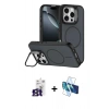 MARSİLYAN™- iPhone 16 Pro Max Kılıf Çekirdek Klasik - Siyah 3D Antistatik Cam Ekran Koruyucu + Bilvis Titan Kamera Lens - TMGI