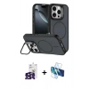 MARSİLYAN™- iPhone 16 Pro Max Kılıf Çekirdek Klasik - Siyah 3D Antistatik Cam Ekran Koruyucu + Bilvis Titan Kamera Lens - SH
