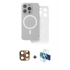 MARSİLYAN™- iPhone 16 Pro Max Kılıf Çekirdek Klasik - Siyah 3D Antistatik Cam Ekran Koruyucu + Pers Alüminyum Kamera Lens - CLTM