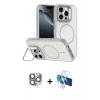 MARSİLYAN™- iPhone 16 Pro Max Kılıf Çekirdek Klasik - Siyah 3D Antistatik Cam Ekran Koruyucu + Pers Alüminyum Kamera Lens - GI