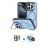 MARSİLYAN™- iPhone 16 Pro Max Kılıf Çekirdek Klasik - Siyah 3D Antistatik Cam Ekran Koruyucu + Pers Alüminyum Kamera Lens - GI
