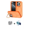 MARSİLYAN™- iPhone 16 Pro Max Kılıf Çekirdek Klasik - Siyah 3D Antistatik Cam Ekran Koruyucu + Pers Alüminyum Kamera Lens - GI