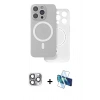 MARSİLYAN™- iPhone 16 Pro Max Kılıf Çekirdek Klasik - Siyah 3D Antistatik Cam Ekran Koruyucu + Pers Alüminyum Kamera Lens - GI