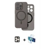 MARSİLYAN™- iPhone 16 Pro Max Kılıf Çekirdek Klasik - Siyah 3D Antistatik Cam Ekran Koruyucu + PVD Metal Kamera Lens - GD