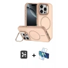 MARSİLYAN™- iPhone 16 Pro Max Kılıf Çekirdek Klasik - Siyah 3D Antistatik Cam Ekran Koruyucu + PVD Metal Kamera Lens - SH