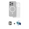 MARSİLYAN™- iPhone 16 Pro Max Kılıf Çekirdek Klasik - Siyah 3D Antistatik Cam Ekran Koruyucu + PVD Metal Kamera Lens - GD