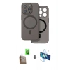 MARSİLYAN™- iPhone 16 Pro Max Kılıf Çekirdek Klasik - Siyah 3D Antistatik Cam Ekran Koruyucu + Raze Metal Kamera Lens - CLTM