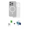 MARSİLYAN™- iPhone 16 Pro Max Kılıf Çekirdek Klasik - Siyah 3D Antistatik Cam Ekran Koruyucu + Raze Metal Kamera Lens - BZ
