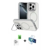 MARSİLYAN™- iPhone 16 Pro Max Kılıf Çekirdek Klasik - Siyah 3D Antistatik Cam Ekran Koruyucu + Raze Metal Kamera Lens - BZ