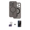 MARSİLYAN™- iPhone 16 Pro Max Kılıf Çekirdek Klasik - Siyah 3D Antistatik Hayalet Cam Ekran Koruyucu + Bilvis Titan Kamera Lens - TMGI