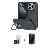 MARSİLYAN™- iPhone 16 Pro Max Kılıf Çekirdek Klasik - Siyah 3D Antistatik Hayalet Cam Ekran Koruyucu + Bilvis Titan Kamera Lens - SH