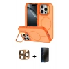 MARSİLYAN™- iPhone 16 Pro Max Kılıf Çekirdek Klasik - Siyah 3D Antistatik Hayalet Cam Ekran Koruyucu + Pers Alüminyum Kamera Lens - CLTM