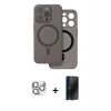 MARSİLYAN™- iPhone 16 Pro Max Kılıf Çekirdek Klasik - Siyah 3D Antistatik Hayalet Cam Ekran Koruyucu + Pers Alüminyum Kamera Lens - GS