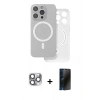 MARSİLYAN™- iPhone 16 Pro Max Kılıf Çekirdek Klasik - Siyah 3D Antistatik Hayalet Cam Ekran Koruyucu + Pers Alüminyum Kamera Lens - GI