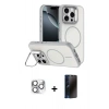 MARSİLYAN™- iPhone 16 Pro Max Kılıf Çekirdek Klasik - Siyah 3D Antistatik Hayalet Cam Ekran Koruyucu + Pers Alüminyum Kamera Lens - GS