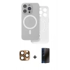 MARSİLYAN™- iPhone 16 Pro Max Kılıf Çekirdek Klasik - Siyah 3D Antistatik Hayalet Cam Ekran Koruyucu + Pers Alüminyum Kamera Lens - CLTM