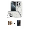 MARSİLYAN™- iPhone 16 Pro Max Kılıf Çekirdek Klasik - Siyah 3D Antistatik Hayalet Cam Ekran Koruyucu + Pers Alüminyum Kamera Lens - CLTM