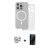 MARSİLYAN™- iPhone 16 Pro Max Kılıf Çekirdek Klasik - Siyah 3D Antistatik Hayalet Cam Ekran Koruyucu + Pers Alüminyum Kamera Lens - GS