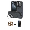 MARSİLYAN™- iPhone 16 Pro Max Kılıf Çekirdek Klasik - Siyah 3D Antistatik Hayalet Cam Ekran Koruyucu + Pers Alüminyum Kamera Lens - CLTM