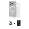 MARSİLYAN™- iPhone 16 Pro Max Kılıf Çekirdek Klasik - Siyah 3D Antistatik Hayalet Cam Ekran Koruyucu + PVD Metal Kamera Lens - GD