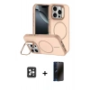 MARSİLYAN™- iPhone 16 Pro Max Kılıf Çekirdek Klasik - Siyah 3D Antistatik Hayalet Cam Ekran Koruyucu + PVD Metal Kamera Lens - SH