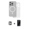 MARSİLYAN™- iPhone 16 Pro Max Kılıf Çekirdek Klasik - Siyah 3D Antistatik Hayalet Cam Ekran Koruyucu + PVD Metal Kamera Lens - GS