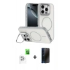 MARSİLYAN™- iPhone 16 Pro Max Kılıf Çekirdek Klasik - Siyah 3D Antistatik Hayalet Cam Ekran Koruyucu + Raze Metal Kamera Lens - BZ