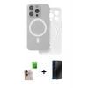 MARSİLYAN™- iPhone 16 Pro Max Kılıf Çekirdek Klasik - Siyah 3D Antistatik Hayalet Cam Ekran Koruyucu + Raze Metal Kamera Lens - NLGY