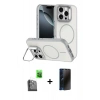 MARSİLYAN™- iPhone 16 Pro Max Kılıf Çekirdek Klasik - Siyah 3D Antistatik Hayalet Cam Ekran Koruyucu + Raze Metal Kamera Lens - SH