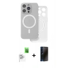 MARSİLYAN™- iPhone 16 Pro Max Kılıf Çekirdek Klasik - Siyah 3D Antistatik Hayalet Cam Ekran Koruyucu + Raze Metal Kamera Lens - BZ