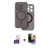 MARSİLYAN™- iPhone 16 Pro Max Kılıf Çekirdek Klasik - Siyah 3D Antistatik Mat Seramik Nano Ekran Koruyucu + Bilvis Titan Kamera Lens - GS