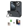 MARSİLYAN™- iPhone 16 Pro Max Kılıf Çekirdek Klasik - Siyah 3D Antistatik Mat Seramik Nano Ekran Koruyucu + Raze Metal Kamera Lens - NLGY