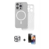 MARSİLYAN™- iPhone 16 Pro Max Kılıf Çekirdek Klasik - Siyah 3D Antistatik Mat Seramik Nano Ekran Koruyucu + Pers Alüminyum Kamera Lens - GI
