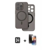 MARSİLYAN™- iPhone 16 Pro Max Kılıf Çekirdek Klasik - Siyah 3D Antistatik Mat Seramik Nano Ekran Koruyucu + PVD Metal Kamera Lens - SH