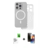 MARSİLYAN™- iPhone 16 Pro Max Kılıf Çekirdek Klasik - Siyah 3D Antistatik Mat Seramik Nano Ekran Koruyucu + Raze Metal Kamera Lens - BZ
