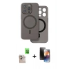 MARSİLYAN™- iPhone 16 Pro Max Kılıf Çekirdek Klasik - Siyah 3D Antistatik Mat Seramik Nano Ekran Koruyucu + Raze Metal Kamera Lens - NLGY