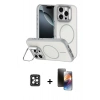 MARSİLYAN™- iPhone 16 Pro Max Kılıf Çekirdek Klasik - Siyah 3D Antistatik Mat Seramik Nano Ekran Koruyucu + Siyah PVD Metal Kamera Lens