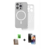 MARSİLYAN™- iPhone 16 Pro Max Kılıf Çekirdek Klasik - Siyah 3D Antistatik Mat Seramik Nano Ekran Koruyucu + Raze Metal Kamera Lens - CLTM